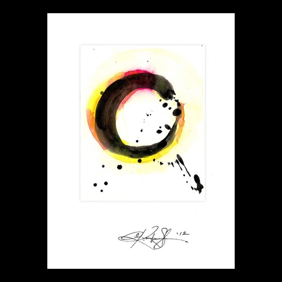 Enso Painting, Zen Circle art, yellow, Original Contemporary Modern Spiritual - Picture 3 of 4